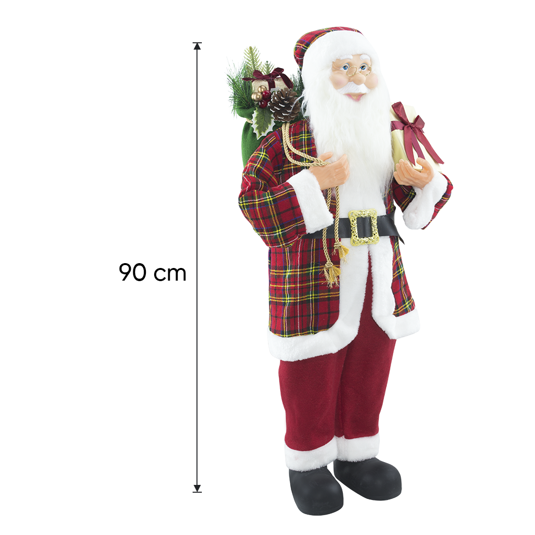 Père Noël en Habit Écossais 144418 Décoration de Noël 90H cm.