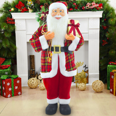 Père Noël en Habit Écossais 144418 Décoration de Noël 90H cm.