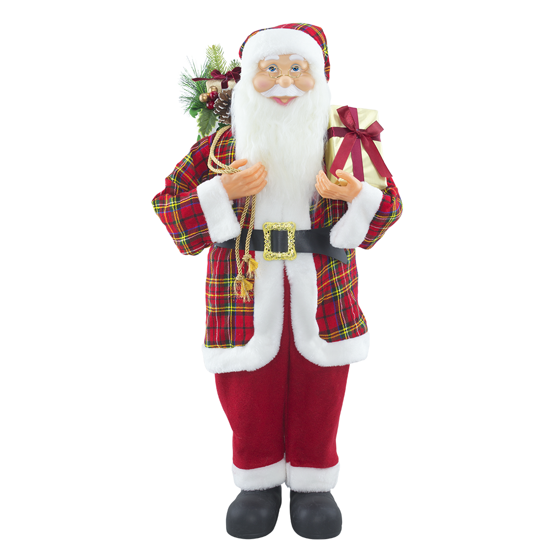 Père Noël en Habit Écossais 144418 Décoration de Noël 90H cm.