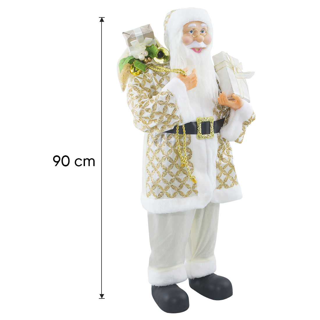 Père Noël en Habit Crème avec Paillettes 144494 Décoration de Noël 90H cm.