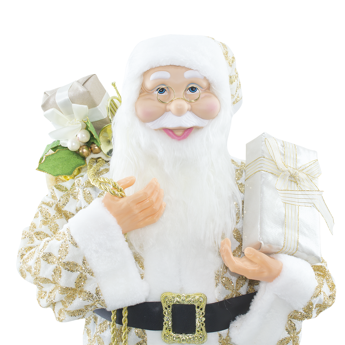 Père Noël en Habit Crème avec Paillettes 144494 Décoration de Noël 90H cm.