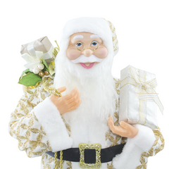 Père Noël en Habit Crème avec Paillettes 144494 Décoration de Noël 90H cm.