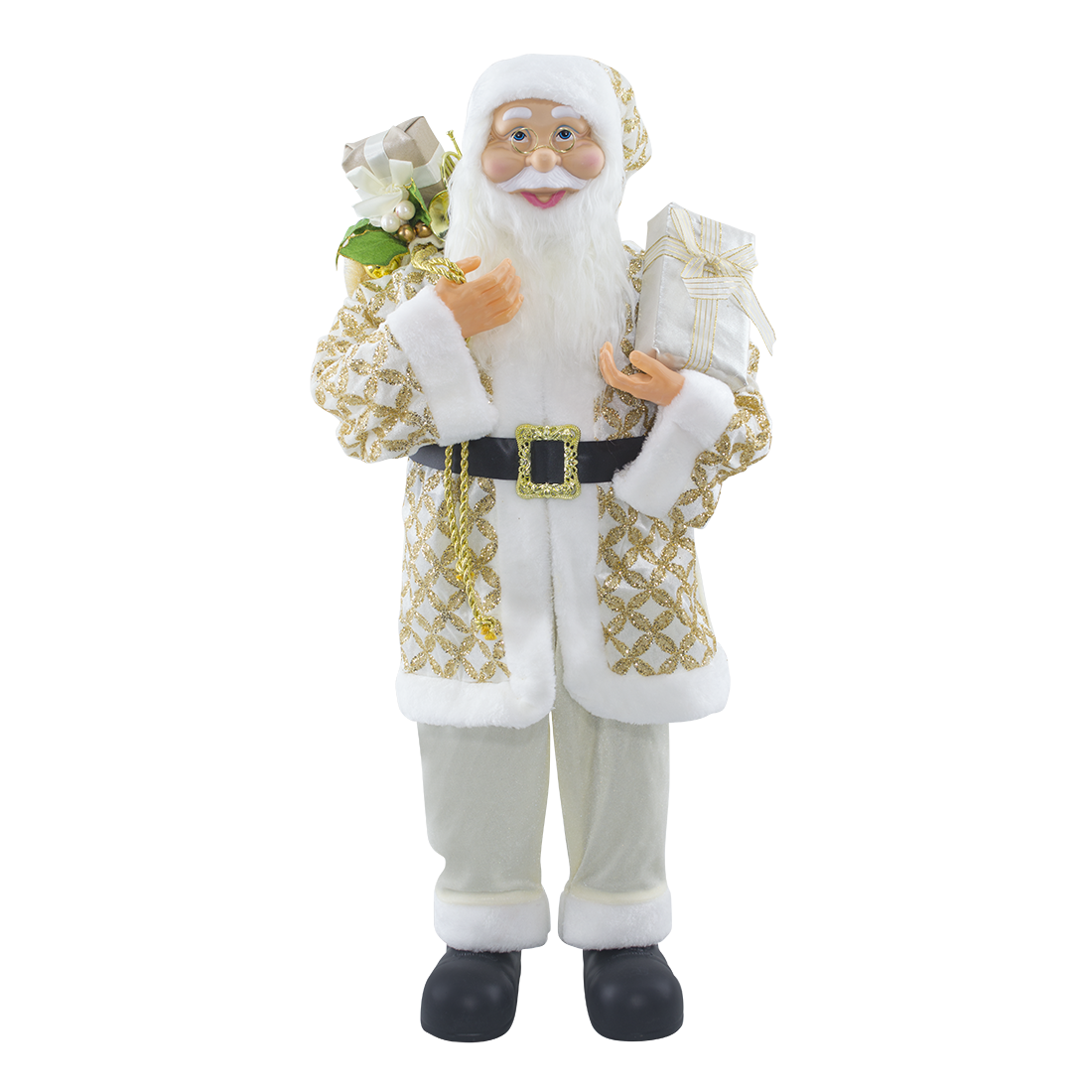 Père Noël en Habit Crème avec Paillettes 144494 Décoration de Noël 90H cm.