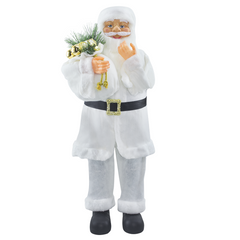 Père Noël en Habit Blanc 144506 Décoration de Noël 90H cm.
