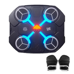 Machine de Boxe Musicale pour Enfants avec Bluetooth Lumières RGB, Sons et Gants