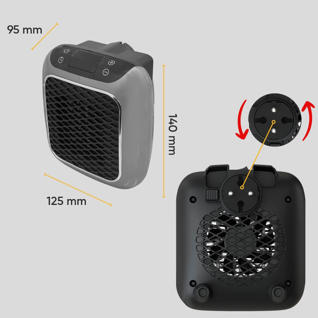 Mini radiateur électrique portable 800W avec écran LED et minuterie réglable