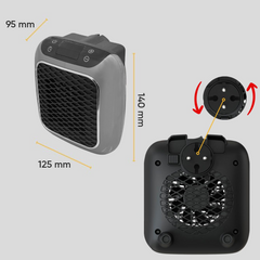 Mini radiateur électrique portable 800W avec écran LED et minuterie réglable