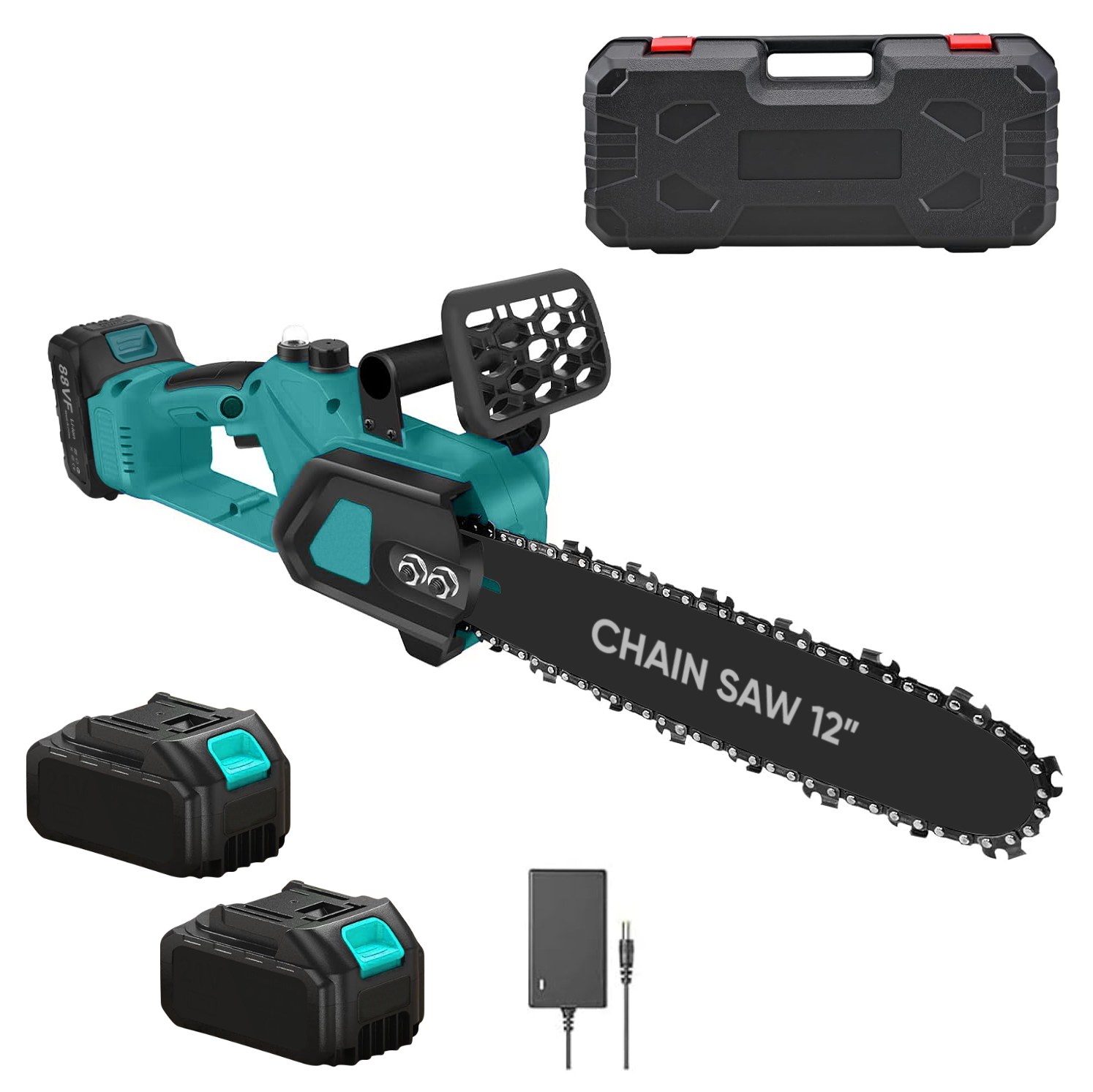 Tronçonneuse sans fil 3980W, lame 12", double batterie 21V, avec mallette