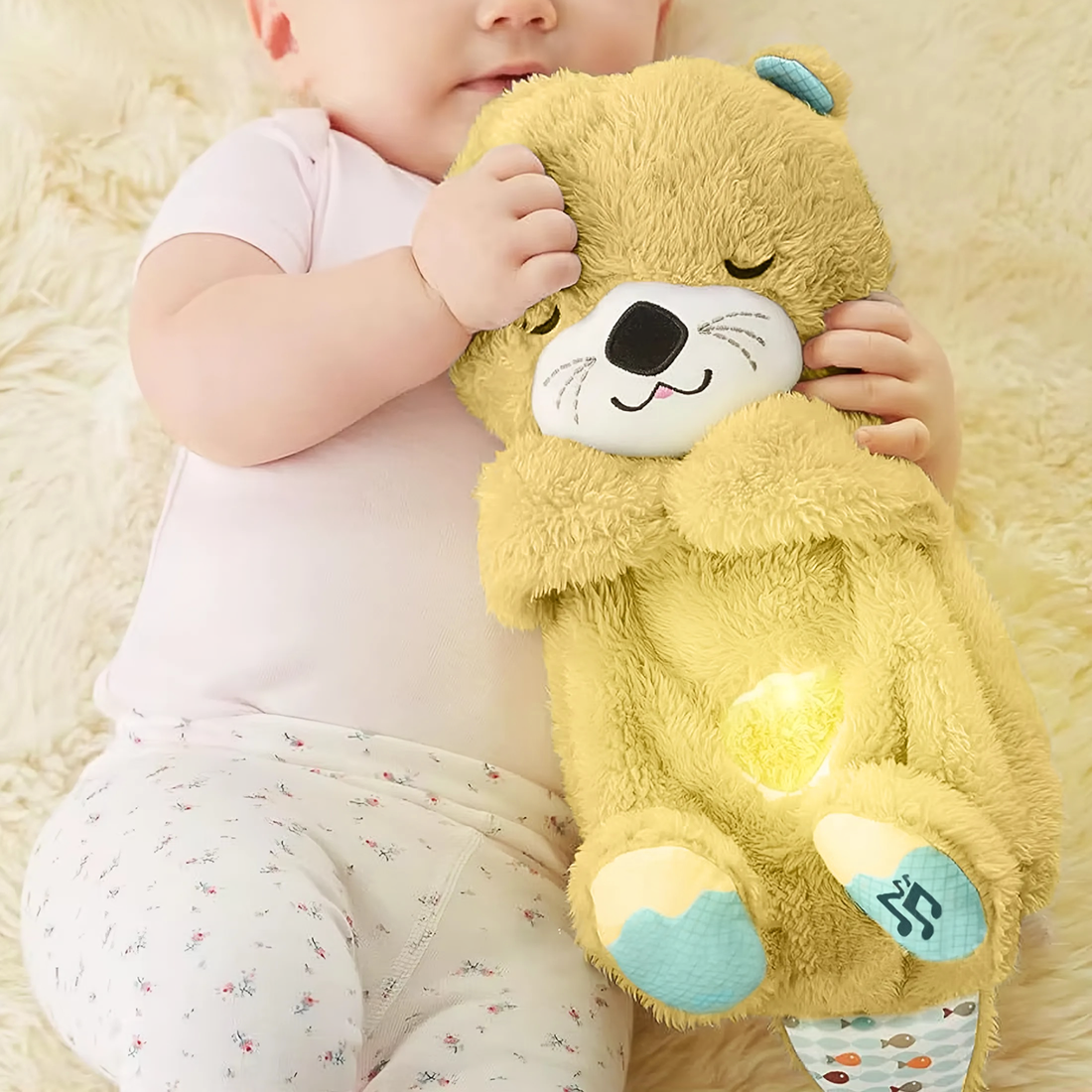 Peluche Loutre Respirant avec Musique et Lumières Apaisantes pour Bébés