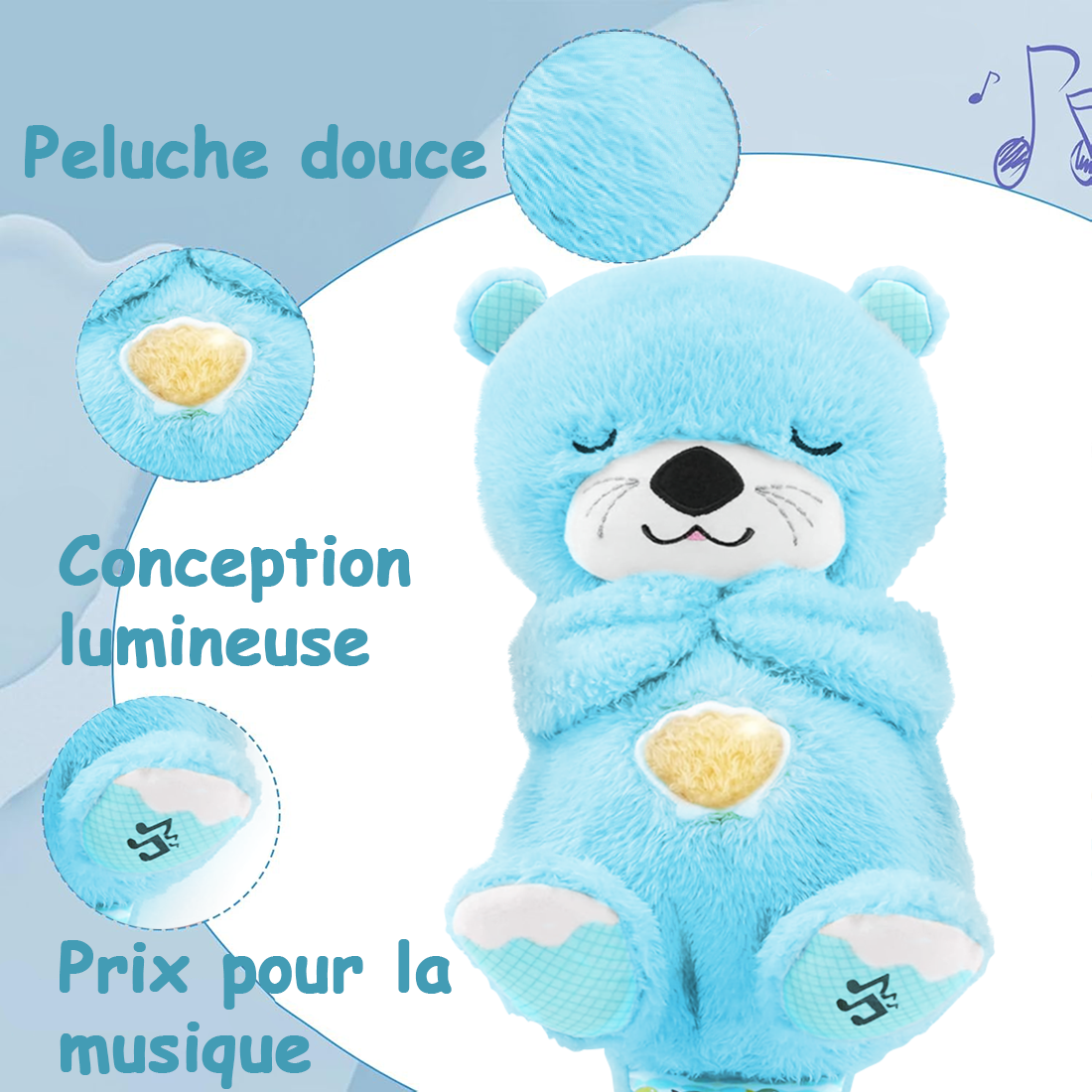 Peluche Loutre Respirant avec Musique et Lumières Apaisantes pour Bébés