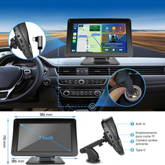Écran CarPlay 7'' pour voiture avec GPS FM Bluetooth sans fil Android iOS