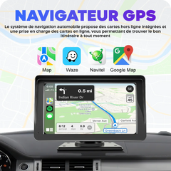 Écran CarPlay 7'' pour voiture avec GPS FM Bluetooth sans fil Android iOS