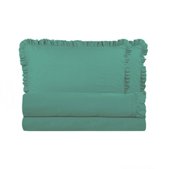 Ensemble lit double avec volant deux draps et deux taies d'oreiller avec volant