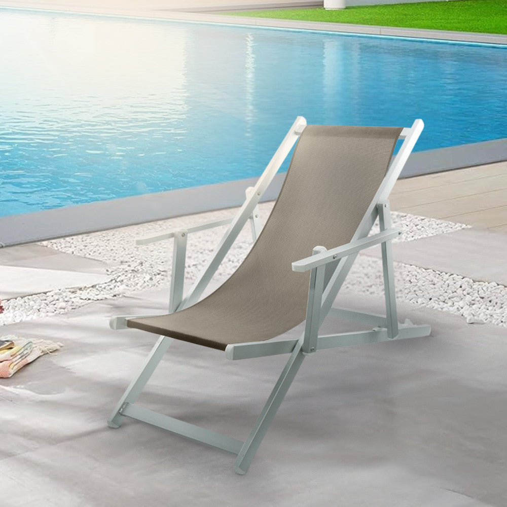 Chaise longue pliante Napoli, accoudoirs, structure aluminium et textilène.