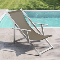 Chaise longue pliante Napoli, accoudoirs, structure aluminium et textilène.