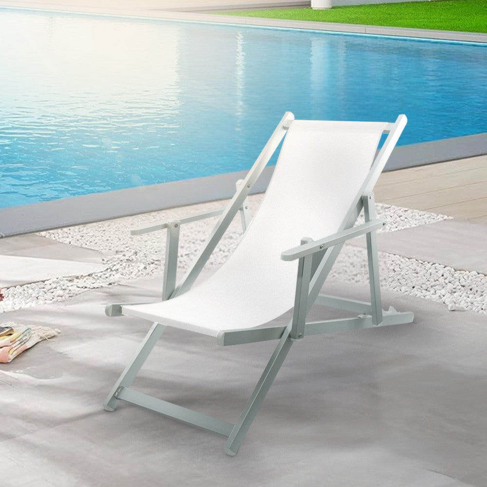 Chaise longue pliante Napoli, accoudoirs, structure aluminium et textilène.