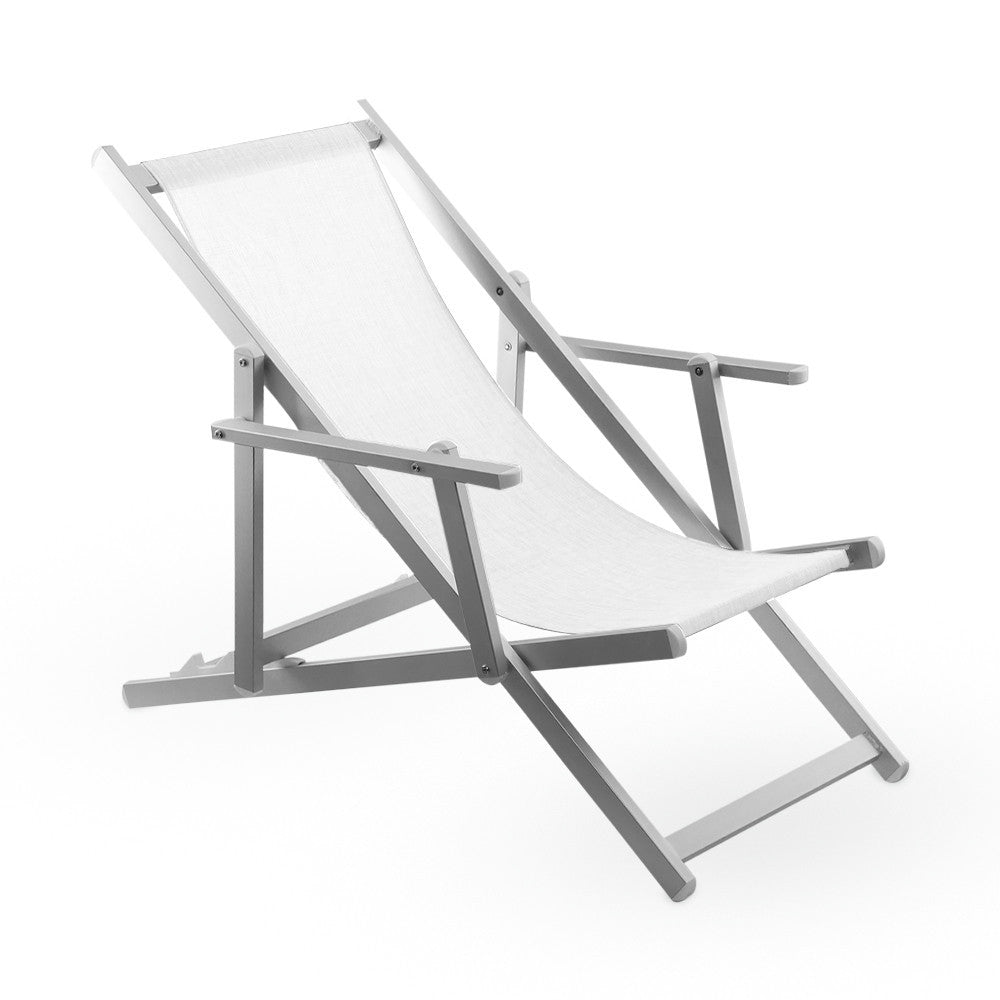 Chaise longue pliante Napoli, accoudoirs, structure aluminium et textilène.