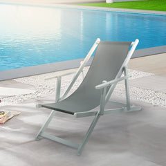 Chaise longue pliante Napoli, accoudoirs, structure aluminium et textilène.