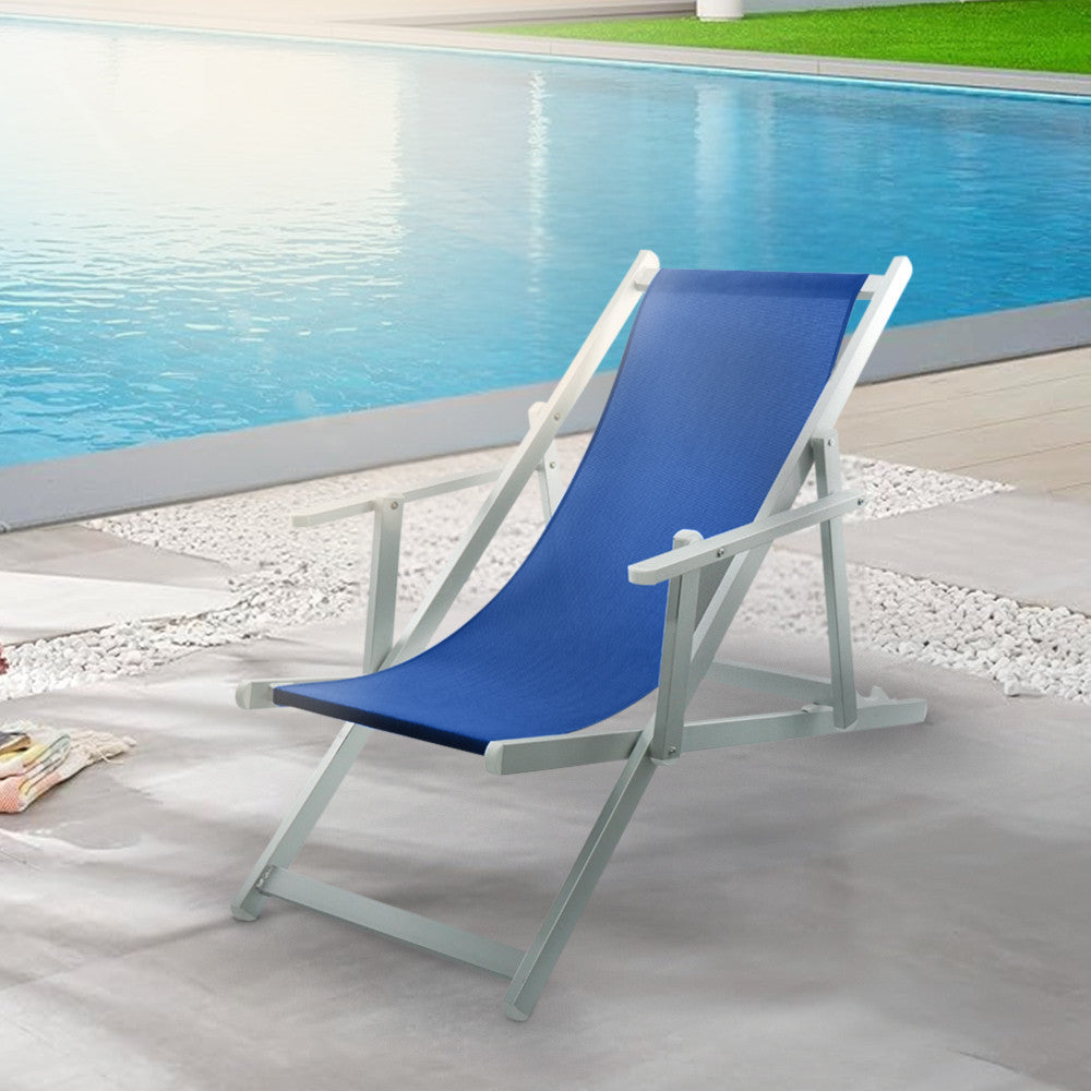 Chaise longue pliante Napoli, accoudoirs, structure aluminium et textilène.