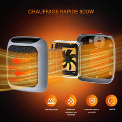 Mini radiateur électrique portable 800W avec écran LED et minuterie réglable