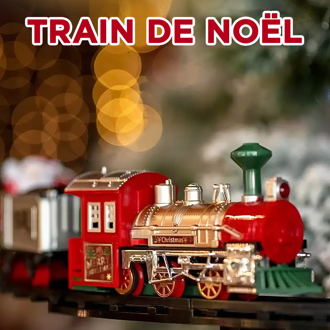 Petit train de Noël 13 pièces avec lumières, sons et mouvement à piles