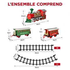 Petit train de Noël 13 pièces avec lumières, sons et mouvement à piles