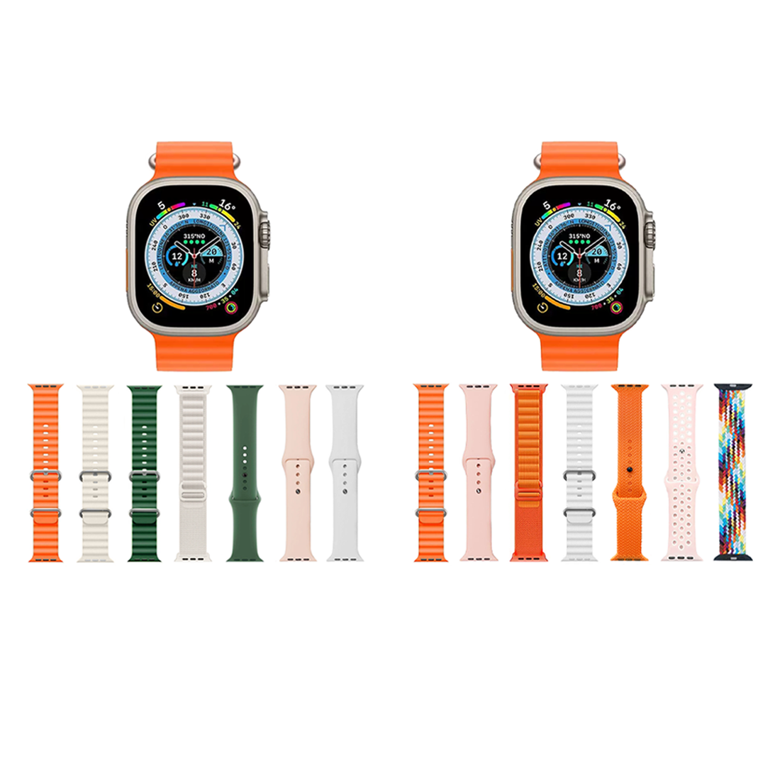 Smartwatch Ultra 49mm, 7 cinturini, notifiche, chiamate e app per iOS e Android