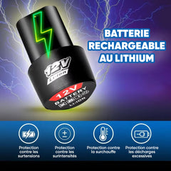 Batterie Lithium 12V cylindrique rechargeable pour perceuse et outils sans fil