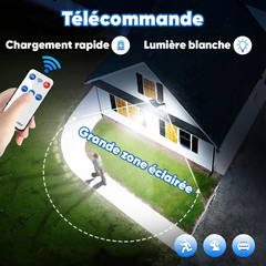 Mini lampe solaire 3 panneaux intégrés 216 LED lumière blanche avec télécommande