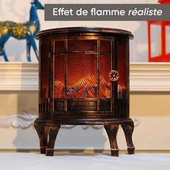 Cheminée Décorative à Piles Effet Flammes Compacte en Bronze