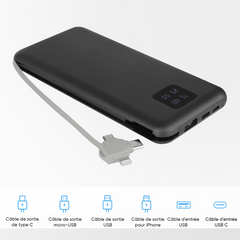 Powerbank 20000mAh chargeur rapide portable avec 4 ports USB