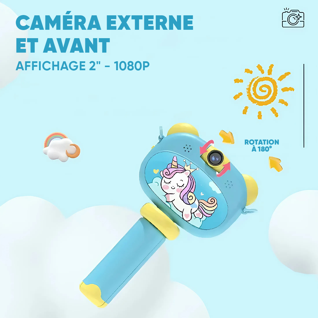 Appareil photo numérique pour enfants avec trépied, photo et vidéo avec audio