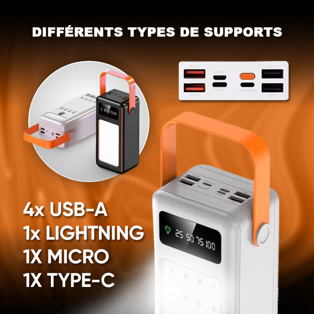 Power Bank 60000mAh avec Lumière d'Urgence, Recharge Rapide et Portable