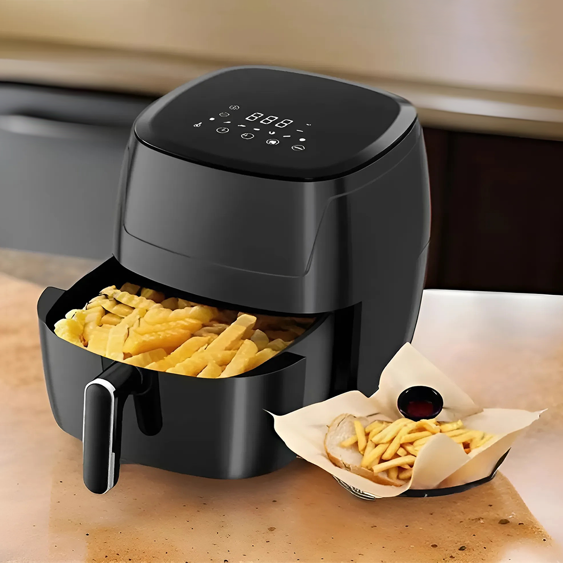 Friteuse à air 15L avec écran tactile et 7 programmes de cuisson - 1500W