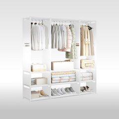 Armoire Garde-robe en Tissu Étagère Camping 9 Étagères Barres de Penderie