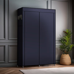 Armoire en Tissu 2 Portes avec Étagères et Barre à Vêtements, Idéale Camping