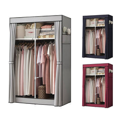 Armoire en Tissu 2 Portes avec Étagères et Barre à Vêtements, Idéale Camping