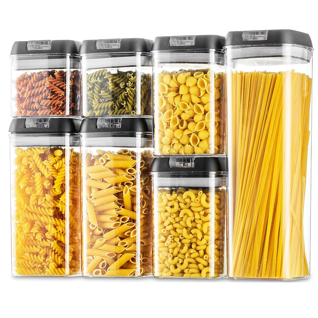 Kit de 7 Contenants Hermétiques pour Aliments, Bocaux pour Pâtes et Biscuits.