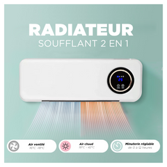 Radiateur soufflant mural 2000W avec télécommande, écran LCD et minuterie