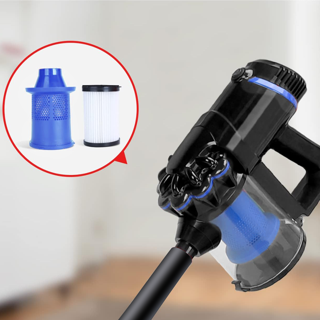 Aspirateur Cyclonique 1000W 3 en 1 Balai Électrique avec Filtre HEPA et Câble