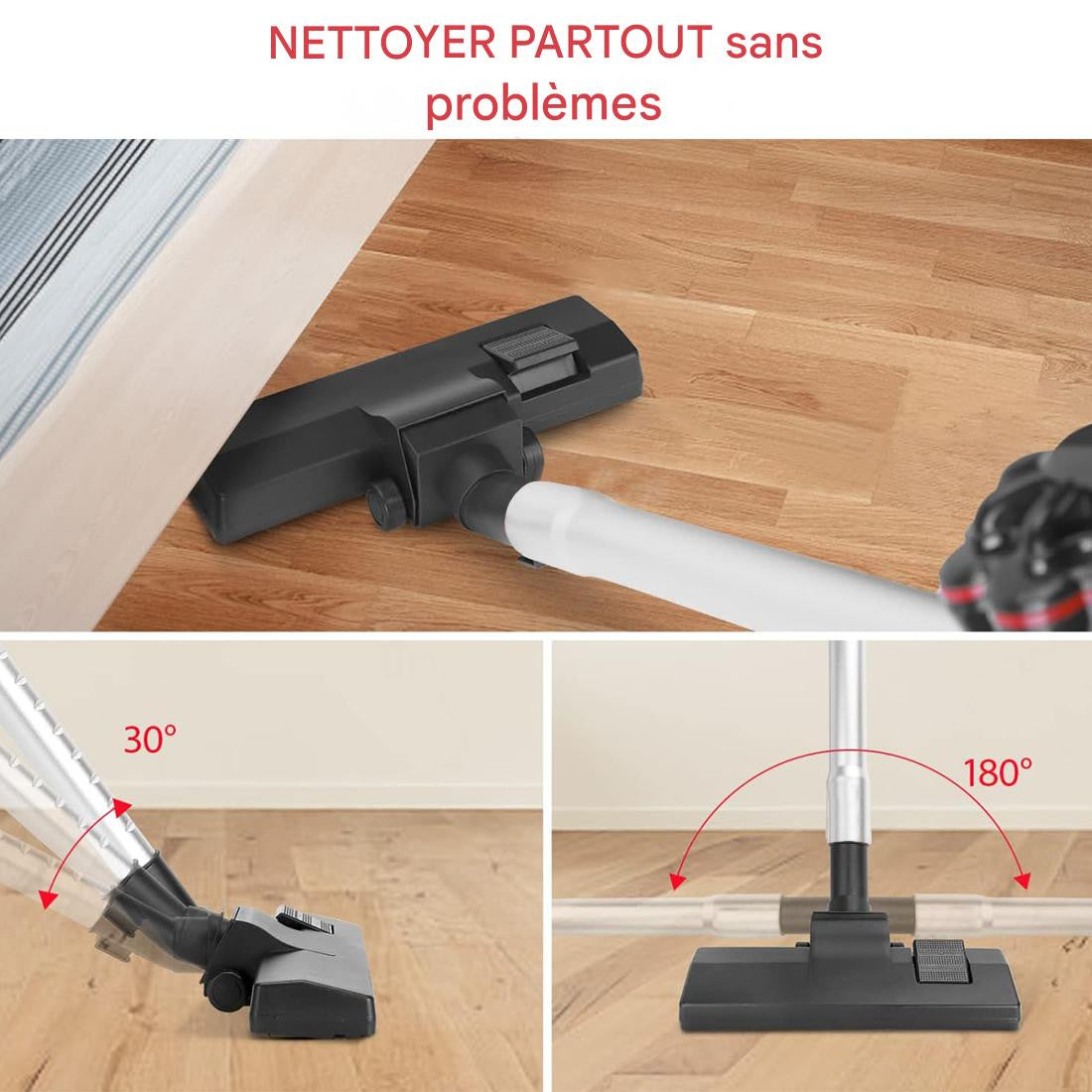 Aspirateur Cyclonique 1000W 3 en 1 Balai Électrique avec Filtre HEPA et Câble