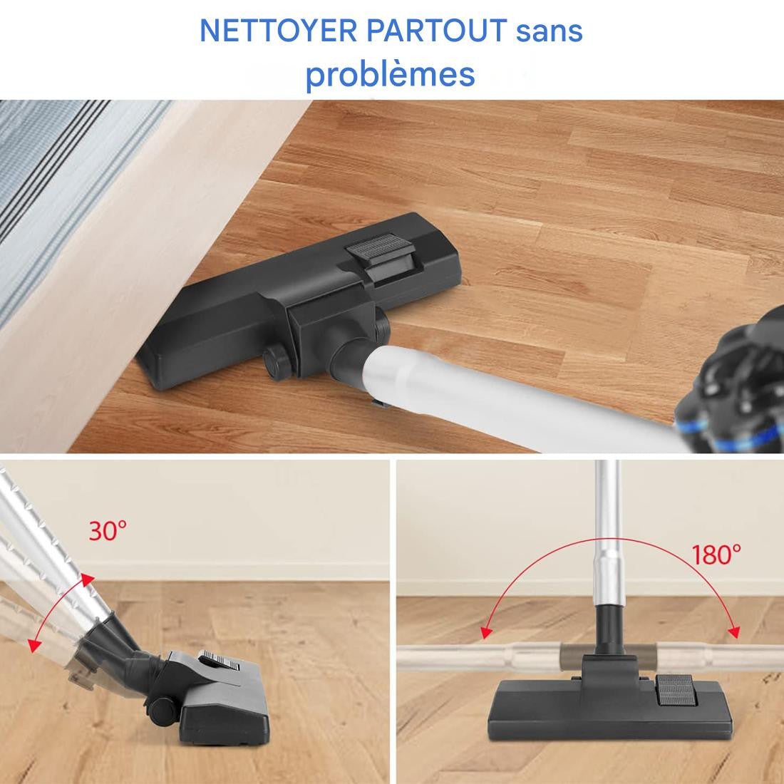 Aspirateur Cyclonique 1000W 3 en 1 Balai Électrique avec Filtre HEPA et Câble