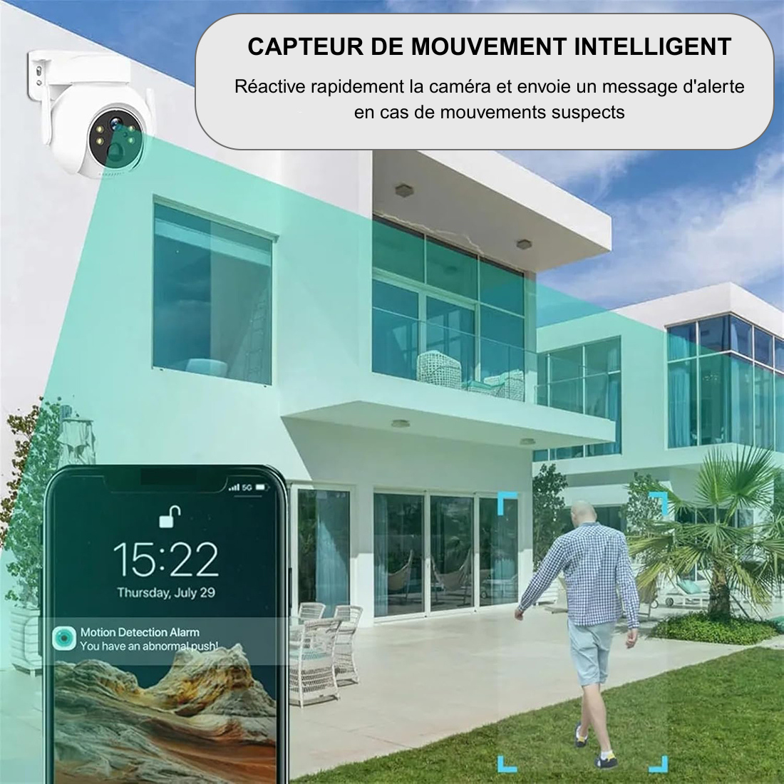Caméra de vidéosurveillance Recharge Solaire Wi-Fi Détection et Contrôle via APP