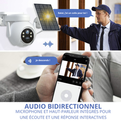 Caméra de vidéosurveillance Recharge Solaire Wi-Fi Détection et Contrôle via APP
