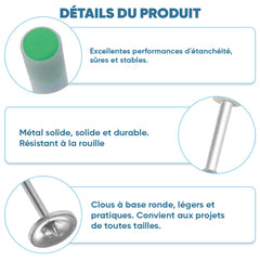 50 clous pour pistolet manuel, rivets ronds métal 7mm béton et fer