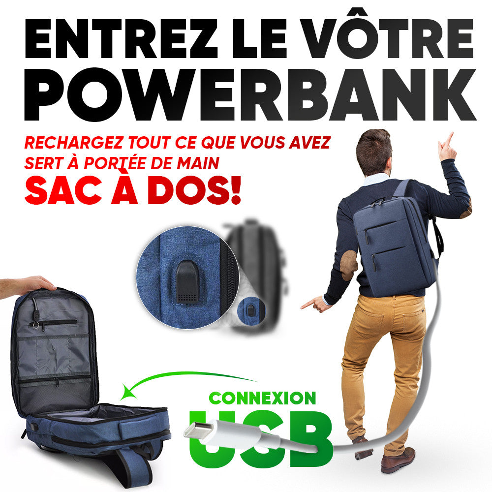 Sac à dos cabine avec USB, pour PC, avion, bagage à main
