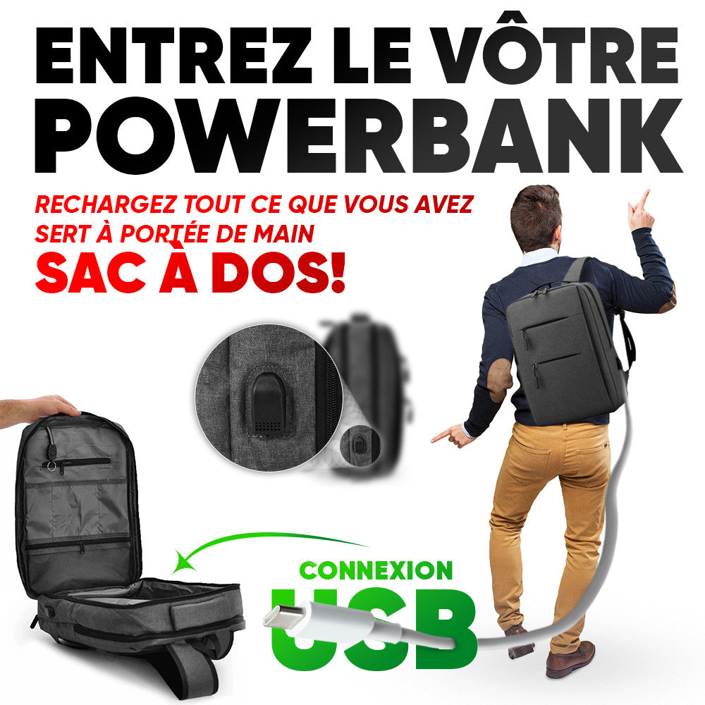Sac à dos cabine avec USB, pour PC, avion, bagage à main