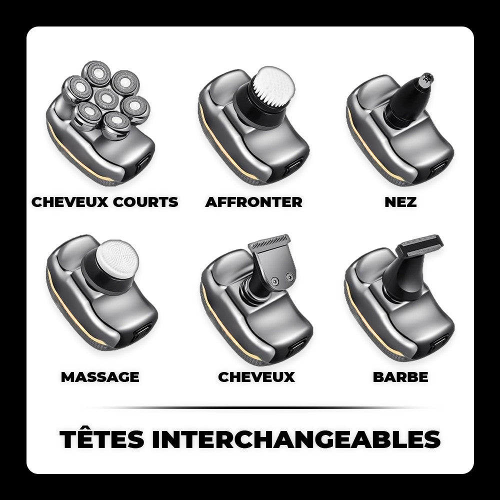 Rasoir Électrique Homme 5 en 1 Étanche, Rechargeable, Tondeuse Barbe & Cheveux