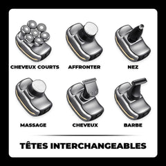 Rasoir Électrique Homme 5 en 1 Étanche, Rechargeable, Tondeuse Barbe & Cheveux