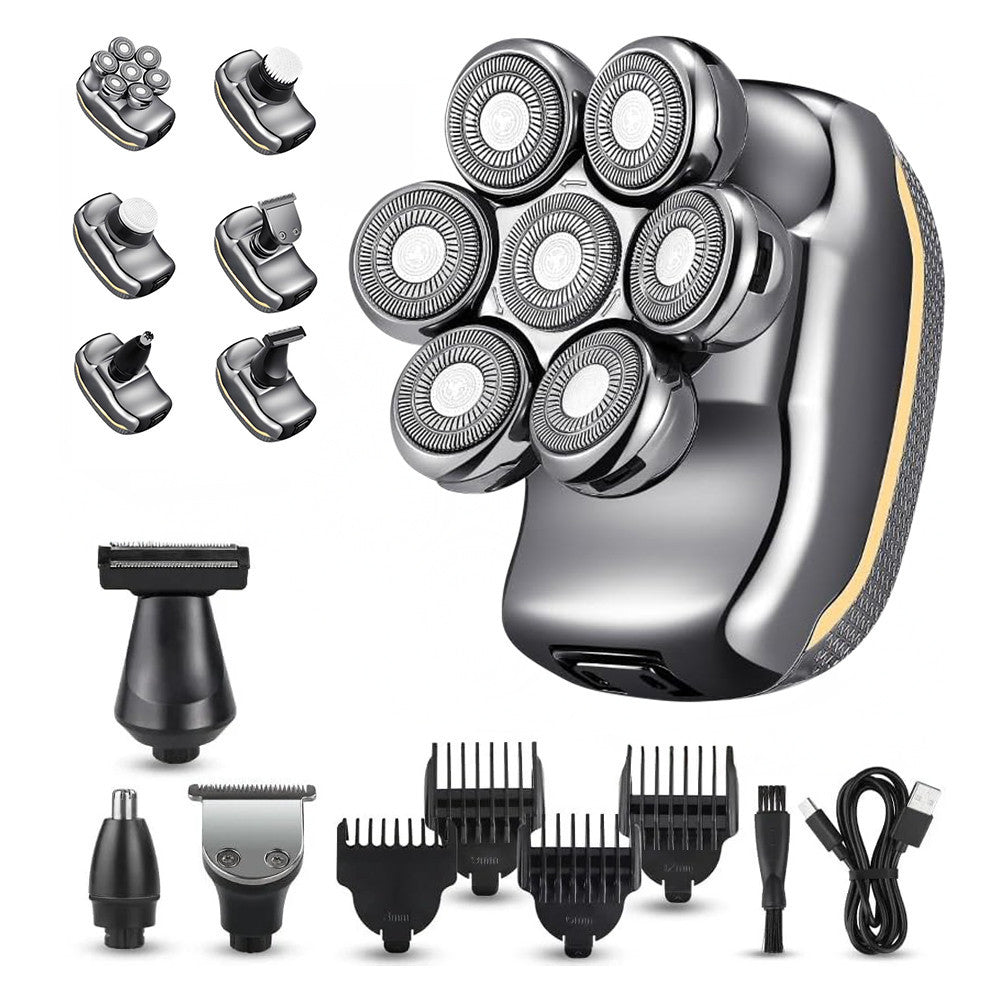 Rasoir Électrique Homme 5 en 1 Étanche, Rechargeable, Tondeuse Barbe & Cheveux
